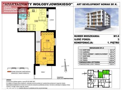 Deweloperskie-3 pok. -65,72 m2, Wołodyjowskiego,