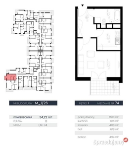 Mieszkanie 34.22m2 3 pokoje Lublin