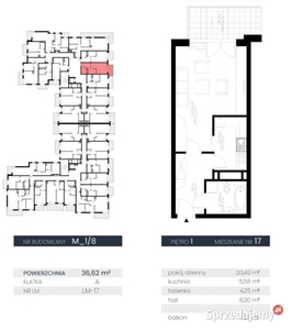 Mieszkanie 36.62m2 1-pok Lublin