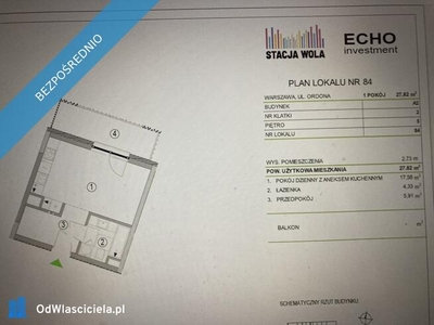 Sprzedam mieszkanie 27,82m2 z miejscem postojowym Stacja Wola