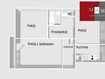 Mieszkanie na sprzedaż 3 pokoje Łódź Widzew, 59,50 m2, 4 piętro