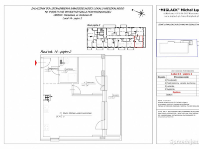 Mieszkanie nr 14: 2 pokojowe 44,7 m2, 2 piętro (miejsce postojowe w garażu…