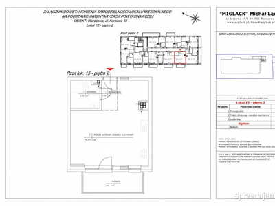 Mieszkanie nr 15: 1 pokojowe 33,14 m2, 2 piętro (miejsce postojowe w garaż…