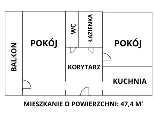 2 pokojowe mieszkanie 47,4m przy ul.Rataja Konin