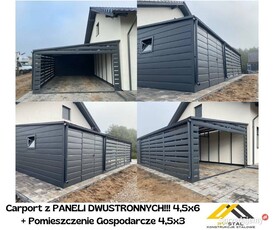 Carport na samochód z Pomieszczeniem Gospodarczym 4,5x9 Ry-Stal PRODUCENT