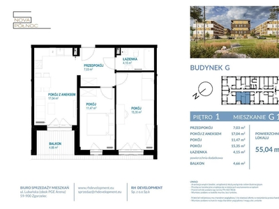 Mieszkanie 3 - pokojowe - pow. 55,04 m2