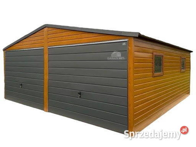 GARAŻ BLASZANY 6m x 6m DWUSPAD 2xBRAMA DRZWI 2xOKNO DREWNOPODOBNY 6X6 GB287