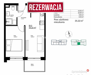 Mieszkanie do sprzedania Kraków Bieżanów 35.22 metry 2 pok