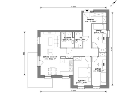 Mieszkanie na sprzedaż 84,86 m², piętro 2