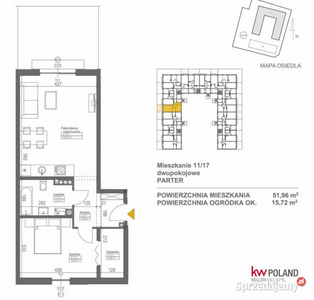 Dwa pokoje Luboń 52,10 m2 z ogródkiem 15,75 m2