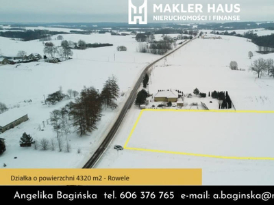 Działka o powierzchni 4320 m2 - Rowele