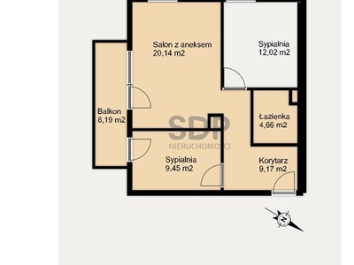 Mieszkanie na sprzedaż 55,44 m², piętro 2, oferta nr 33521