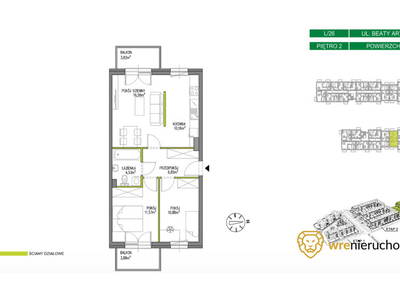 Mieszkanie na sprzedaż 60,55 m², piętro 2, oferta nr 832594