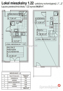 Mieszkanie Nowy Targ 64.94m2 3-pokojowe