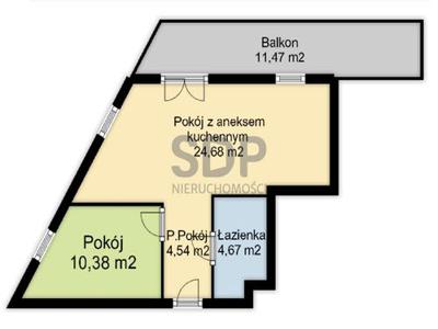 Mieszkanie na sprzedaż 2 pokoje Wrocław Stare Miasto, 44,27 m2, 7 piętro