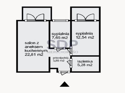 Mieszkanie na sprzedaż 3 pokoje Wrocław Krzyki, 53,87 m2, 1 piętro