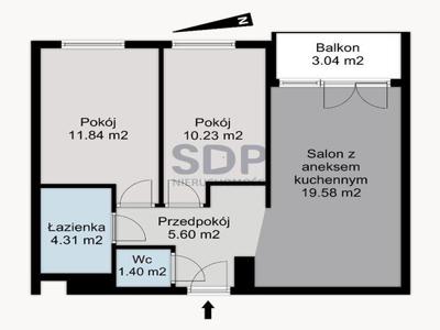 Mieszkanie na sprzedaż 3 pokoje Wrocław Psie Pole, 52,92 m2, parter