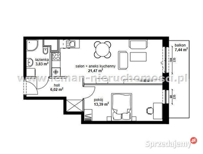 Mieszkanie Lublin 44.71 metrów 2 pokojowe
