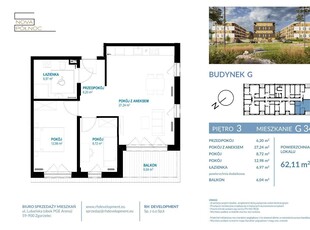 Mieszkanie 3 - pokojowe - pow. 62,11 m2