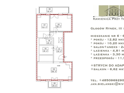 Mieszkanie 67,40 mkw | III piętro | Rynek Głogów