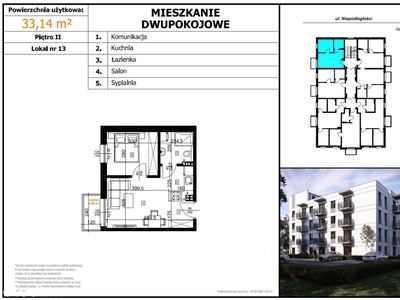 2-pokojowe mieszkanie 44m2 + ogródek Bez Prowizji