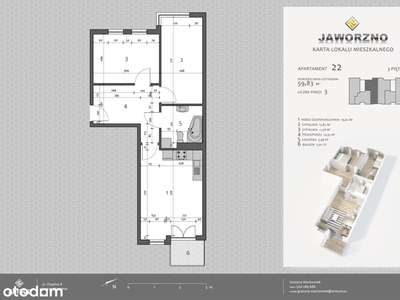 Nowe, trzypokojowe mieszkanie | 59,83 m² |Jaworzno