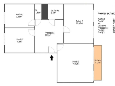 Mieszkanie 3-pokojowe o powierzchni 70,69m2
