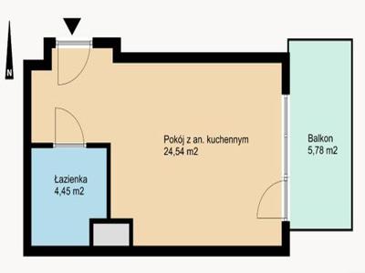 Mieszkanie na sprzedaż 1 pokój Wrocław Krzyki, 28,99 m2, 3 piętro