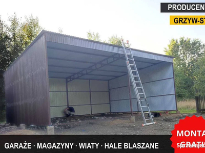 Garaż Blaszany Otwarty / Wiata Garażowa /Hala / Magazyn - GRZYWSTAL