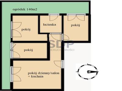 Mieszkanie na sprzedaż 4 pokoje Wrocław Psie Pole, 75,74 m2, parter