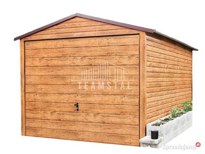 GARAŻ BLASZANY 3m x 6m - dwuspad Brama - drewnopodobny TS229