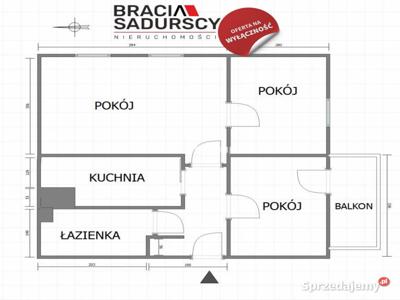 Mieszkanie Kraków 49.7m2 3-pokojowe