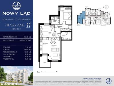 3 pokoje, 70,76 m2- Realizacja II KW. 2024