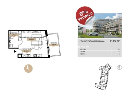 Mieszkanie na sprzedaż 34,92 m², piętro 2, oferta nr BS2-MS-297193-6