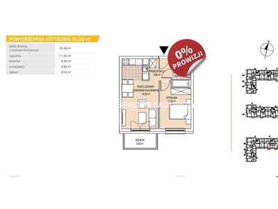 Mieszkanie na sprzedaż 38,83 m², piętro 6, oferta nr BS2-MS-297292-151