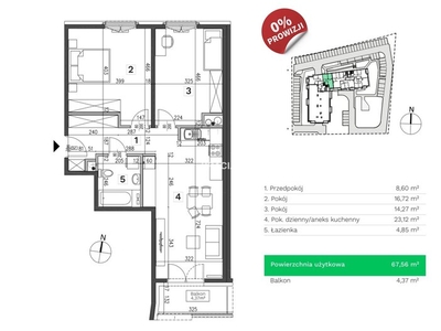 Mieszkanie na sprzedaż 67,78 m², piętro 10, oferta nr BS2-MS-294313-22