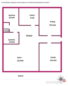 4 pokojowe przestronne mieszkanie o pow. 74 m² wyposażone