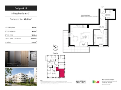 REZERWACJA 2-pok. mieszkanie 46,21 m2 + balkon