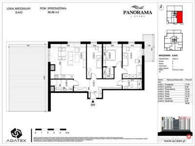 Panorama 3 Stawy Mieszkanie 98,88 m2 - 8.A43