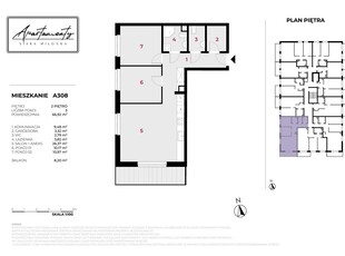 Mieszkanie 67 m2 + balkon 8 m2, II pietro, narożne