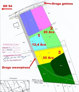 Lipiny / Pilzno Działka Budowlana 12,4 - 20 ara z WZ Świetna lokalizacja