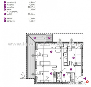 Mieszkanie 57.49m2 3 pok Lublin