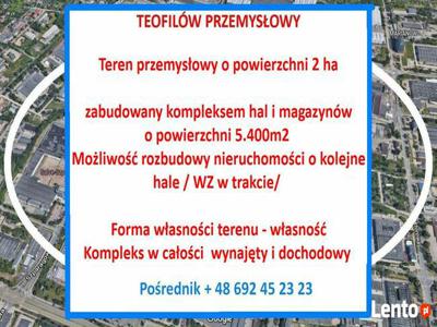 Teren przemysłowy 2 ha + hale o pow. 5.400m2 Teofilów