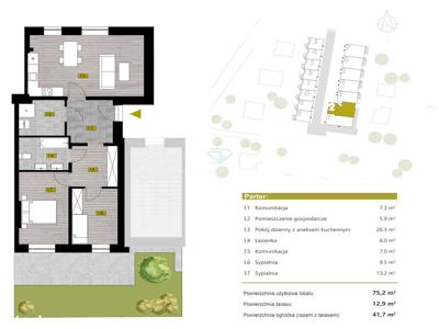 Mieszkanie 3 pokoje 68 m2, ogródek, Załęże
