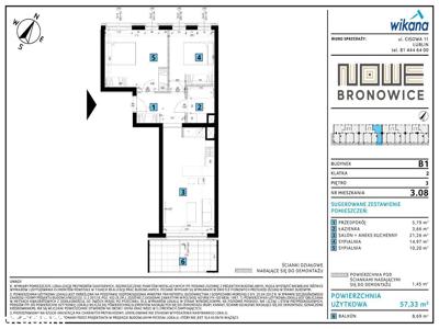 3 pokoje + aneks kuchenny, Nowe Bronowice B1-3.08