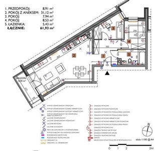 Mieszkanie na sprzedaż 3 pokoje Lublin, 61,74 m2, parter