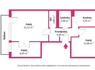 Trzypokojowe mieszkanie 47,46 m2 , Mokotów