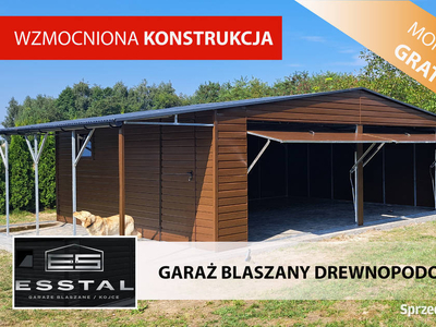 DD10 Garaż Blaszany Orzech ,Garaże Blaszane z zadasz.bocznym ,Wiaty -ESSTAL