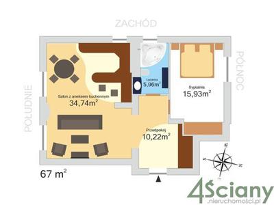 Mieszkanie na sprzedaż 2 pokoje Warszawa Wola, 62,25 m2, 4 piętro