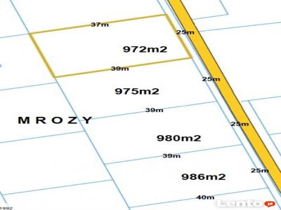 7 działek budowalanych MROZY 25 x 40m, 1000m2